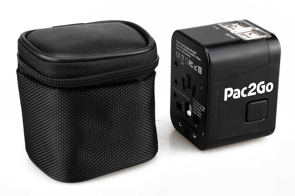 Pac2Go Universal Travel Adapter with Quad USB